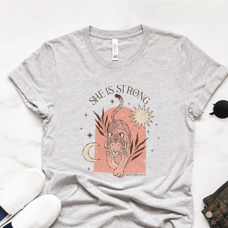 She is Strong Boho Tiger - Proverbs 31:25 Unisex T-Shirt