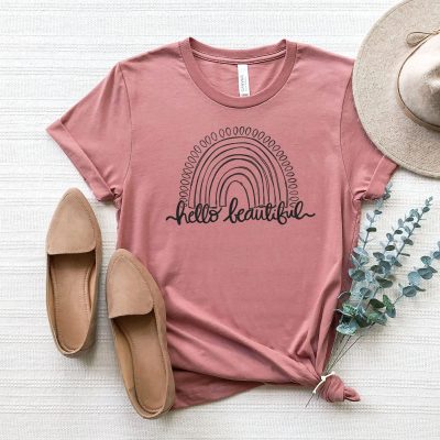 Single Color Hello Beautiful Rainbow Unisex T-Shirt