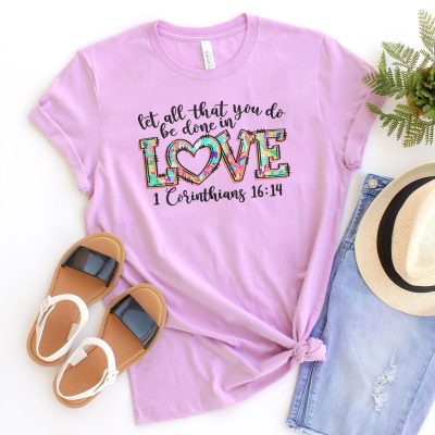 Valentines Doodle Let All That You Do Be Done In Love - 1 Corinthians 16:14 Unisex T-Shirt