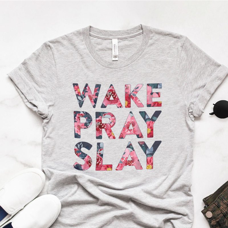 Wake Pray Slay Floral Unisex T-Shirt