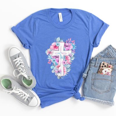 Watercolor Spring Faith Cross Unisex T-Shirt