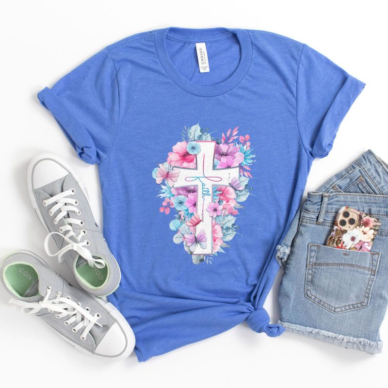 Watercolor Spring Faith Cross Unisex T-Shirt