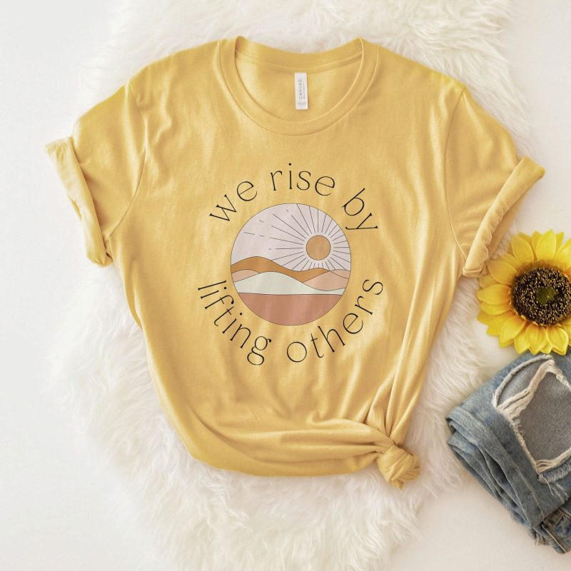 We Rise by Lifting - Retro Sunrise Unisex T-Shirt