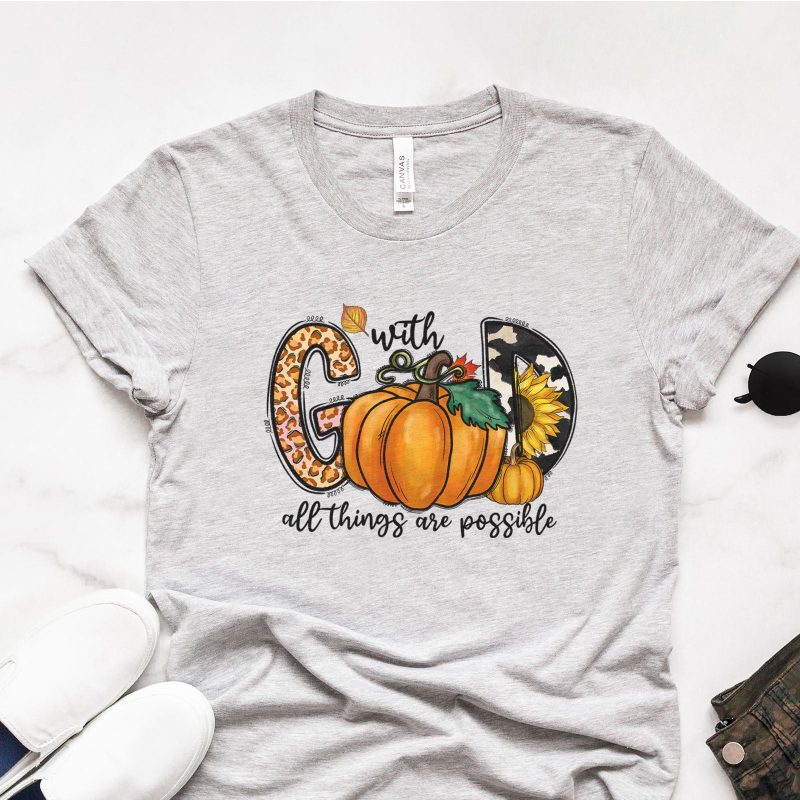 With God All Things Are Possible Fall Pumpkins Unisex T-Shirt